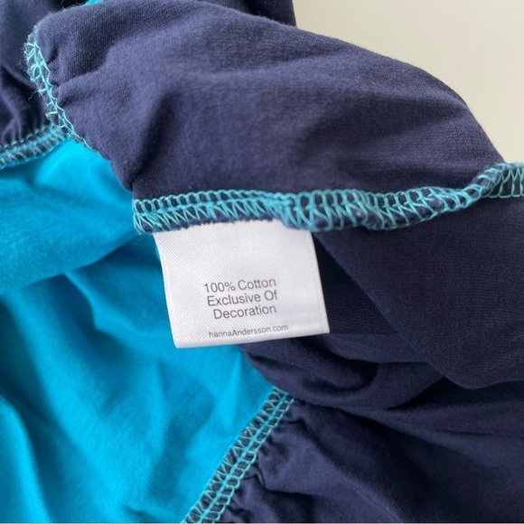 Hanna Andersson Variations of Blue Teal Aqua Tiered Long sleeve Dress Size 4 - Picture 6 of 6